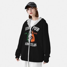 Zipper Black Printed Fully Customizable Hoodie