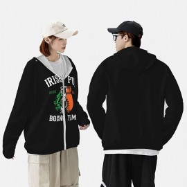 Zipper Black Printed Fully Customizable Hoodie
