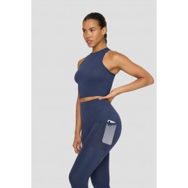 High Waisted Adjuster Running Legging and Top - Navy