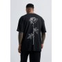 Line Drawn Rose Stem Print T-shirt