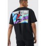Oversized Boxy Running Stamp Print T-Shirt