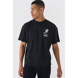 Oversized Boxy Running Stamp Print T-Shirt