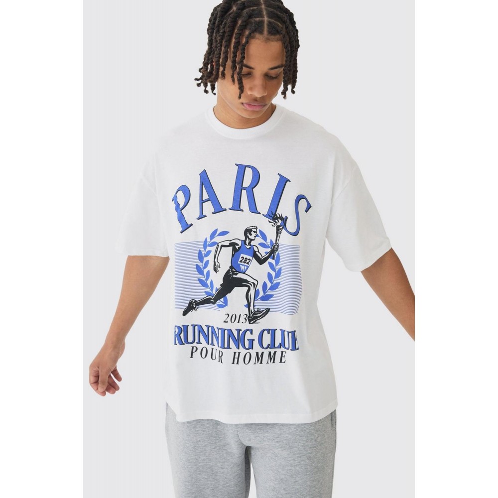 Oversized Running Club Print T-Shirt